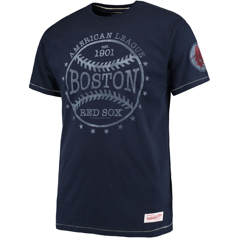 Mens Boston Red Sox Batted Ball Navy Tailored T-Shirt